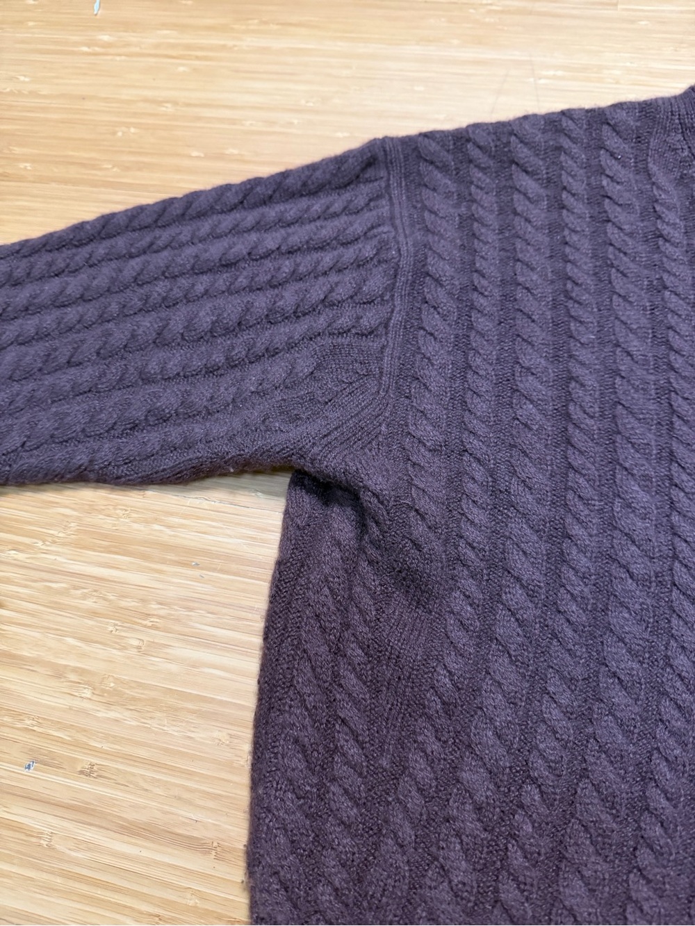 J. Crew Women's Cable-Knit Cashmere Crewneck Sweater - Dark Brown - Picture 4 of 4